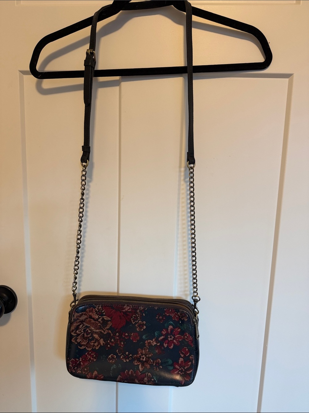 Patricia Nash Navy, Burgundy and Brown Floral Crossbody